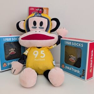 BUNDLE NWT Paul Frank 15" Football Plush Pet Dog Toy Doll & 2 Pairs Crew Socks